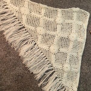 Hand made crochet large white wrap shawl